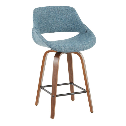 Counter Stool (Set of 2) - Walnut / Blue