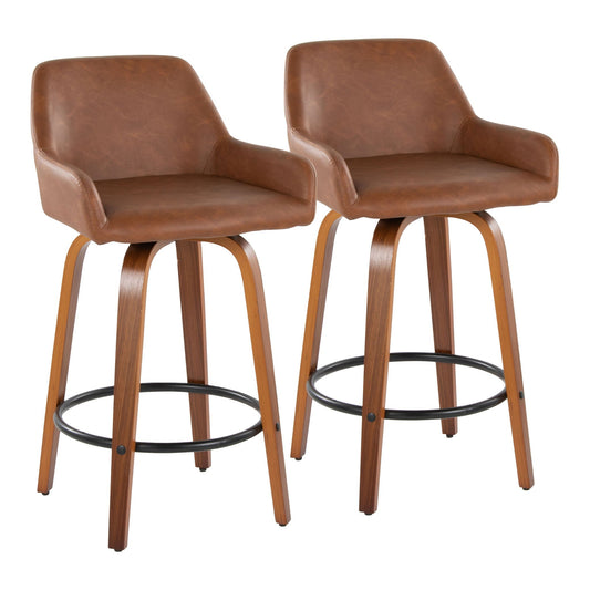 Counter Stool With Swivel With Round Footrest (Set of 2)