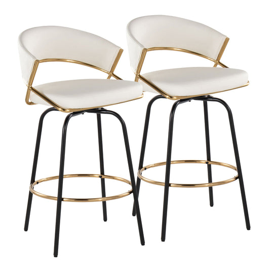 Counter Stool With Swivel Round Footrest (Set of 2)