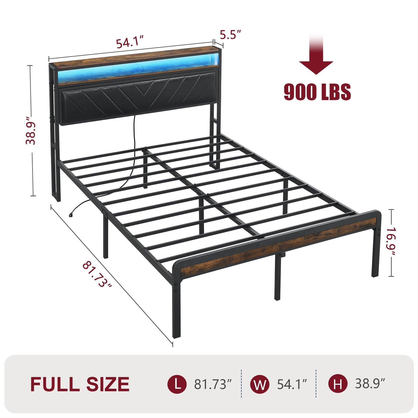 Platform Bed Frame with Adjustable Upholstered Headboard