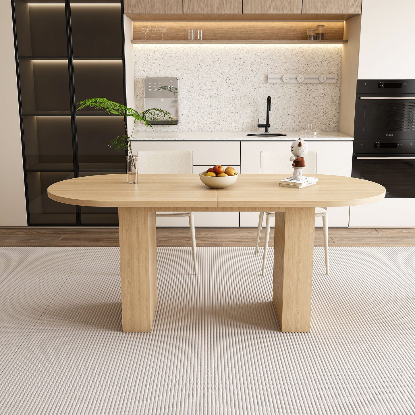 Dining Table With Wood Strip Base