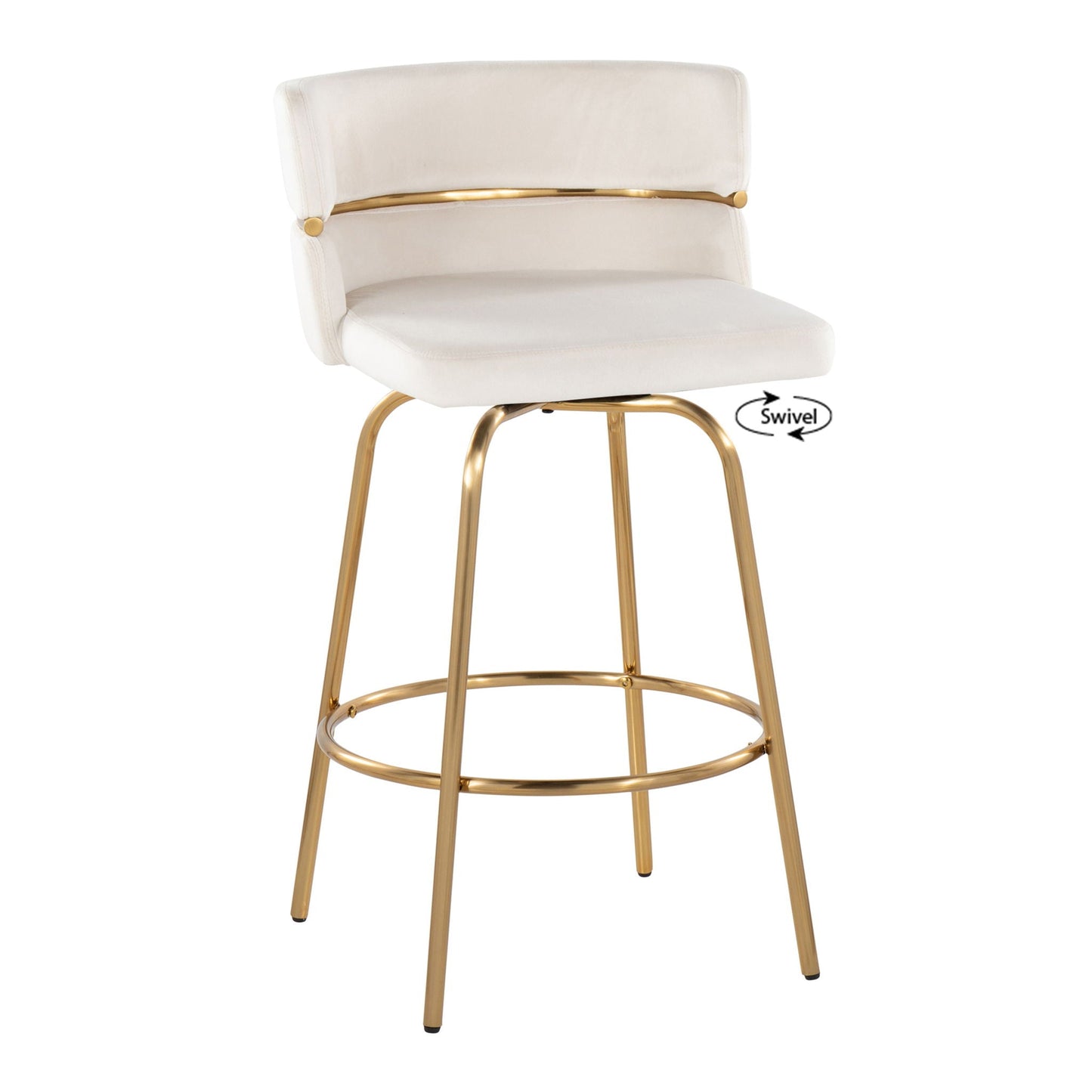 Counter Stool With Swivel With Round Footrest (Set of 2)