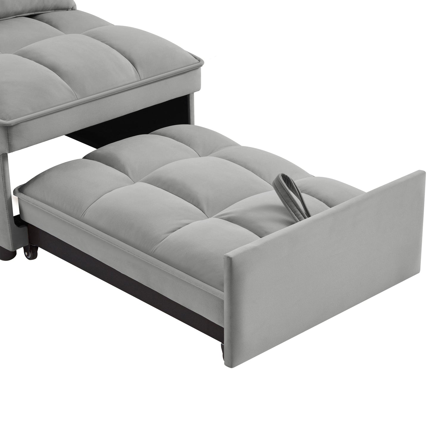 4 in 1 Multi-Function Single Sofa Bed with Storage Pockets Gray