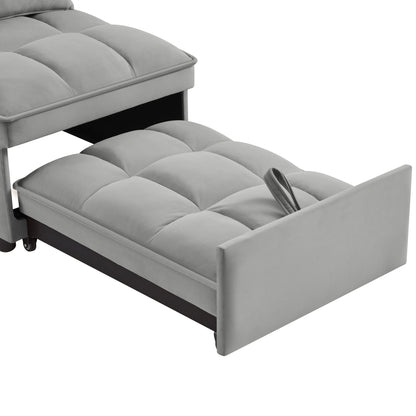 4 in 1 Multi-Function Single Sofa Bed with Storage Pockets Gray