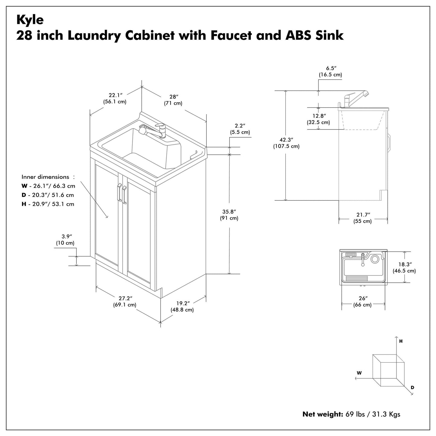 Laundry Cabinet & Faucet And Stainless Steel Sink