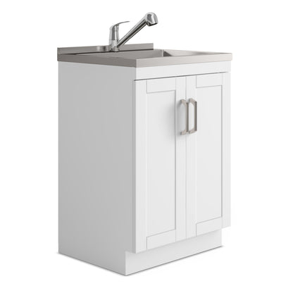 Laundry Cabinet & Faucet And Stainless Steel Sink