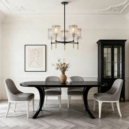 5 Light Chandelier, Textured Glass Pendant Light,