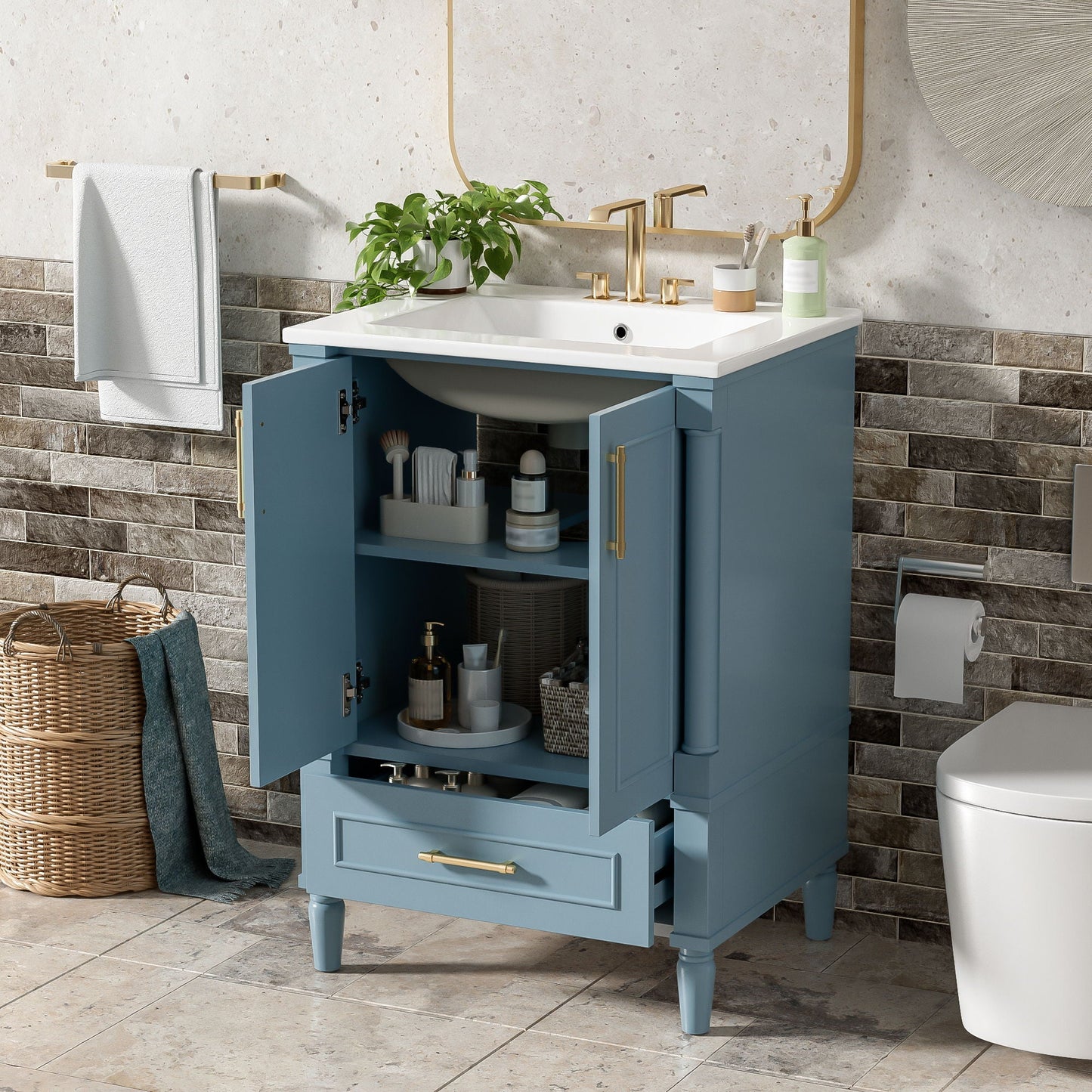 Vanity With Ornate French Cylinder Legs