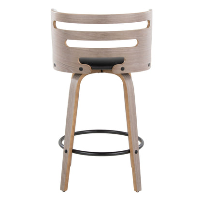 Barstool With Swivel And Round Footrest (Set of 2)