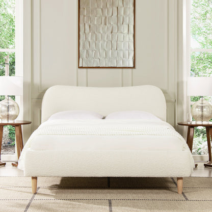 Roman Curved Headboard Upholstered Platform Bed, Queen