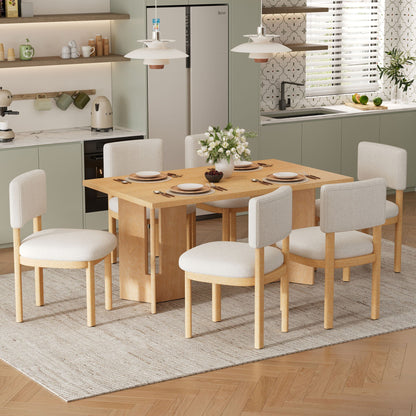 Dining Table Set With 6 Upholstered Chairs