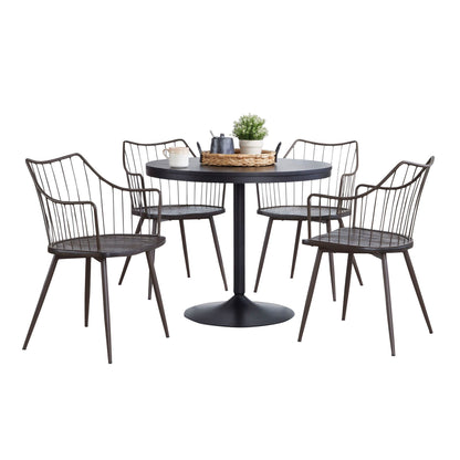 5 Piece Contemporary Dining Set - Black / Brown / Dark Walnut