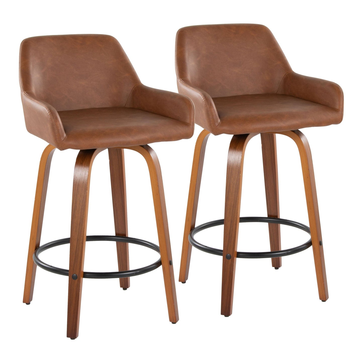 Counter Stool With Swivel With Round Footrest (Set of 2)