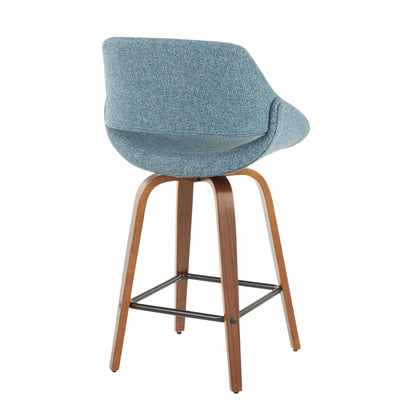 Counter Stool (Set of 2) - Walnut / Blue