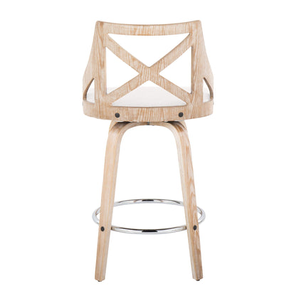 Counter Stool With Swivel And Round Footrest (Set of 2)