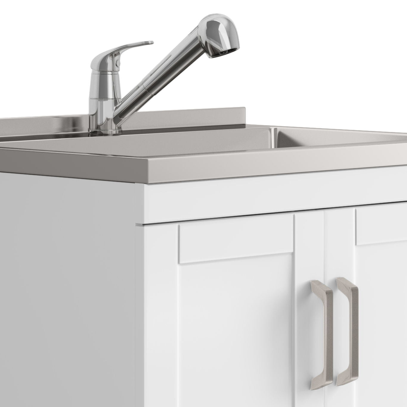 Laundry Cabinet & Faucet And Stainless Steel Sink
