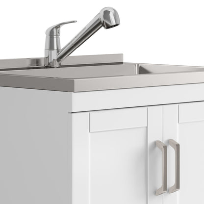 Laundry Cabinet & Faucet And Stainless Steel Sink