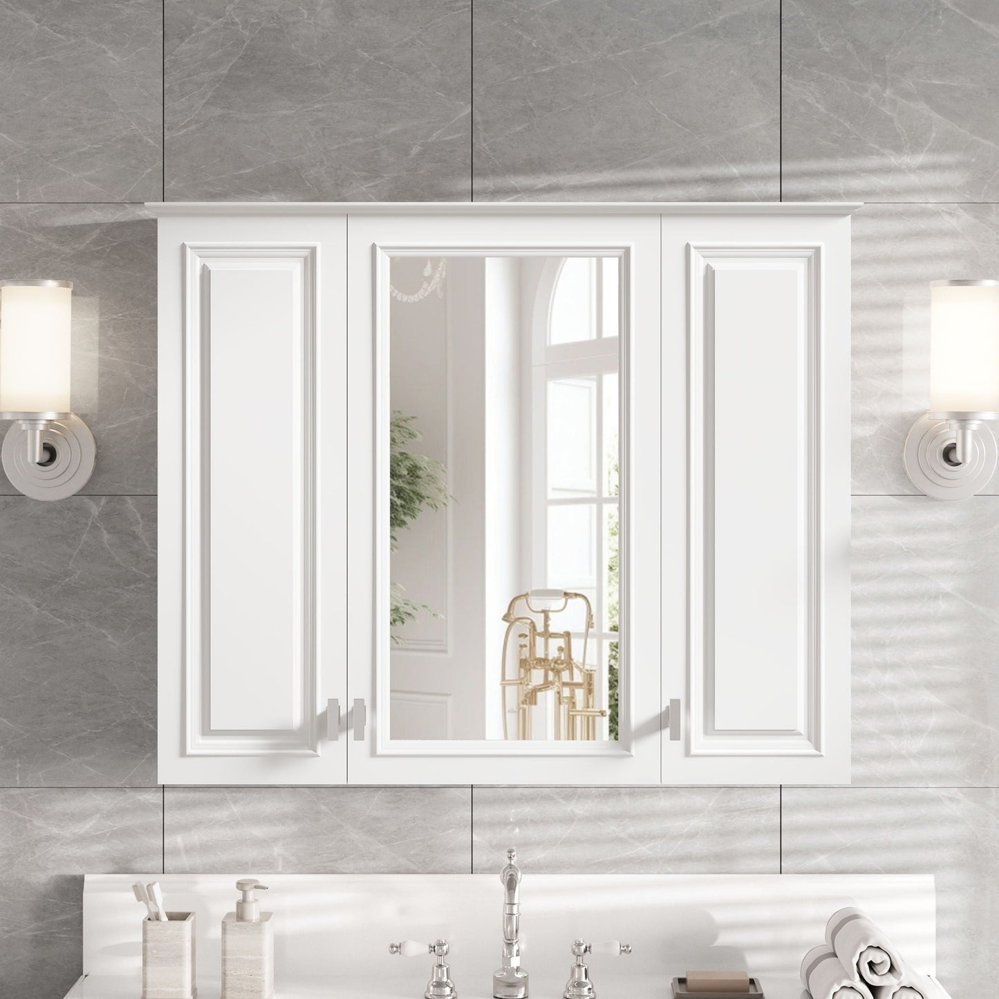 Mirror Cabinet With 5 Adjustable Shelves