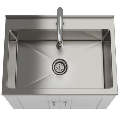 Laundry Cabinet With Faucet And Stainless Steel Sink