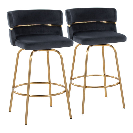Counter Stool With Swivel With Round Footrest (Set of 2)