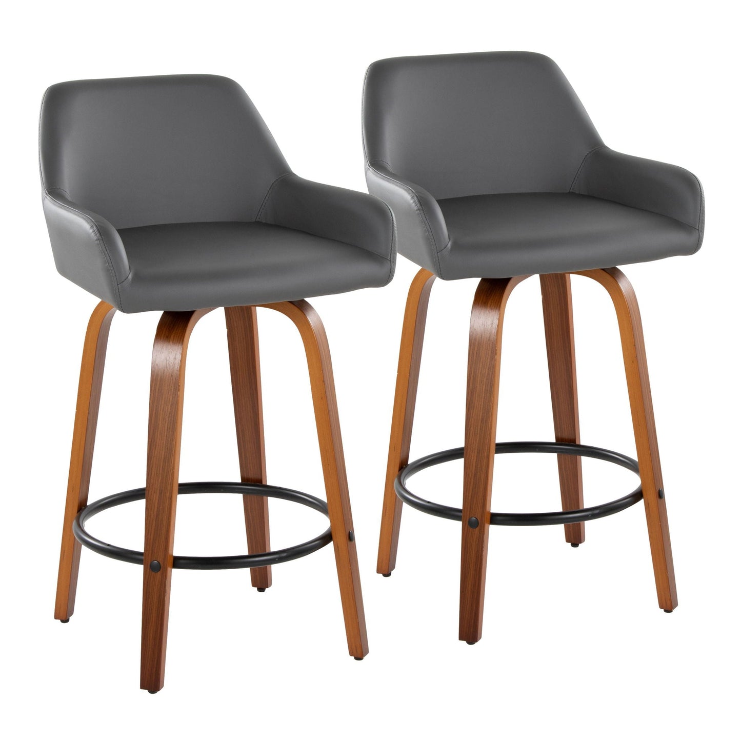 Counter Stool With Swivel With Round Footrest (Set of 2)