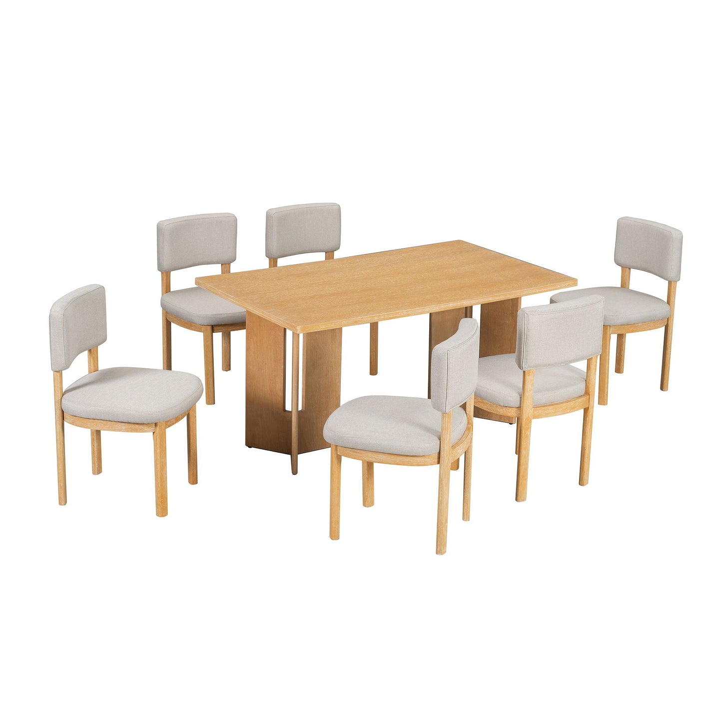 Dining Table Set With 6 Upholstered Chairs