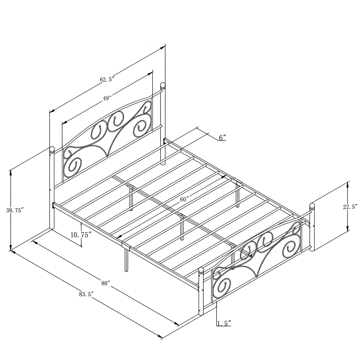 Bed Frame with Headboard and Footboard