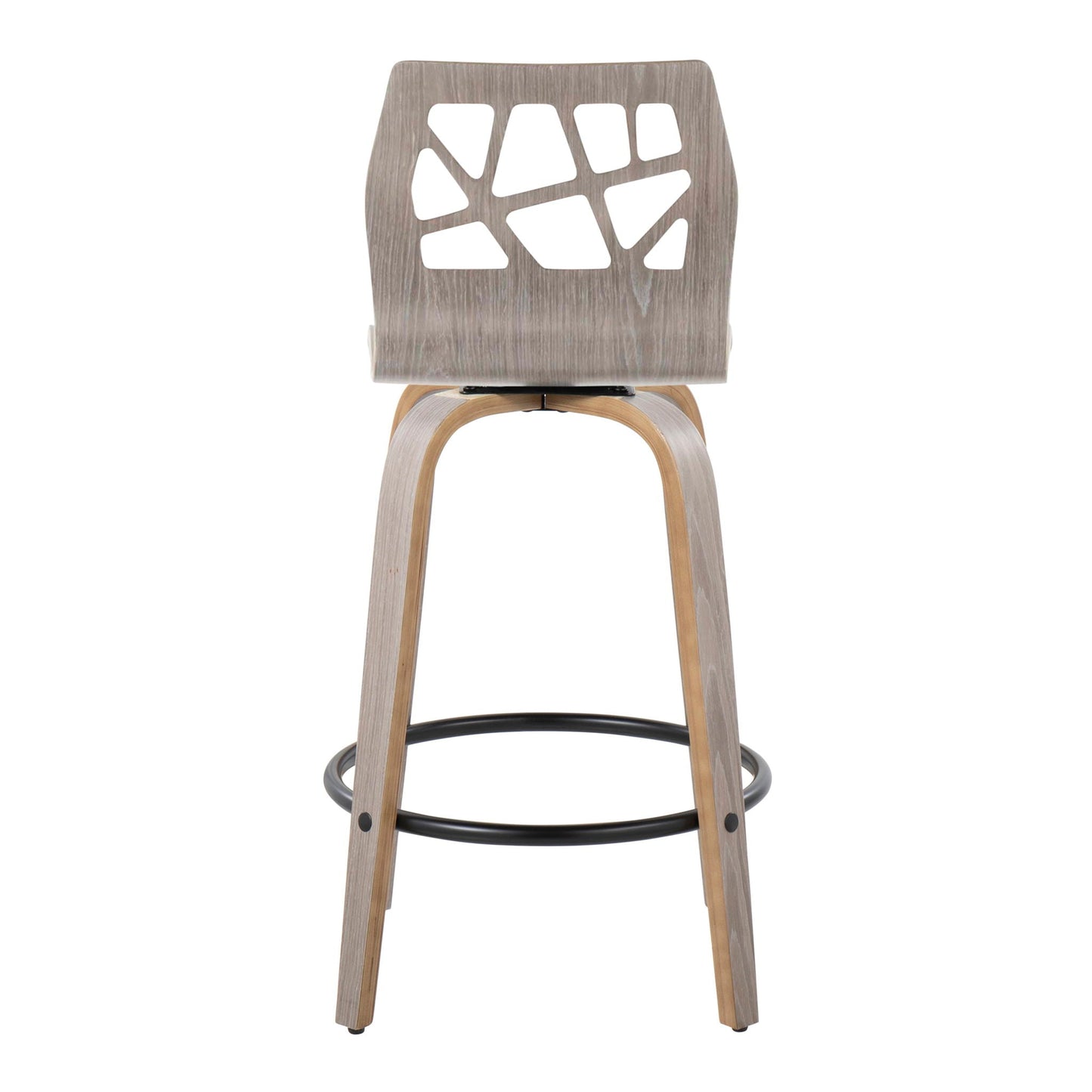Counter Stool With Swivel With Round Footrest (Set of 2) - Light Gray