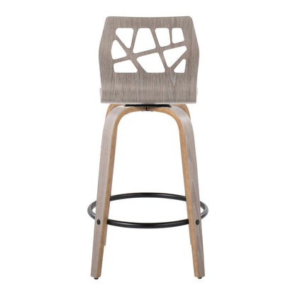 Counter Stool With Swivel With Round Footrest (Set of 2) - Light Gray