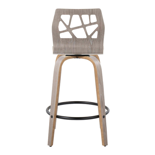 Counter Stool With Swivel With Round Footrest (Set of 2) - Light Gray