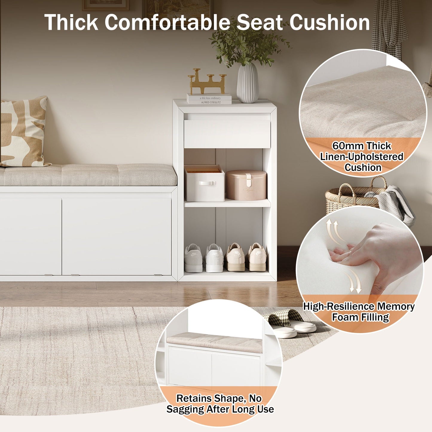 Entryway Storage Bench With Cushion