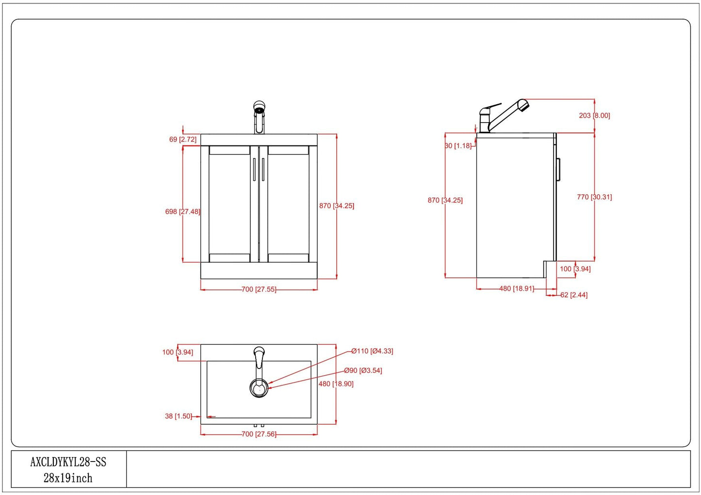Laundry Cabinet & Faucet And Stainless Steel Sink