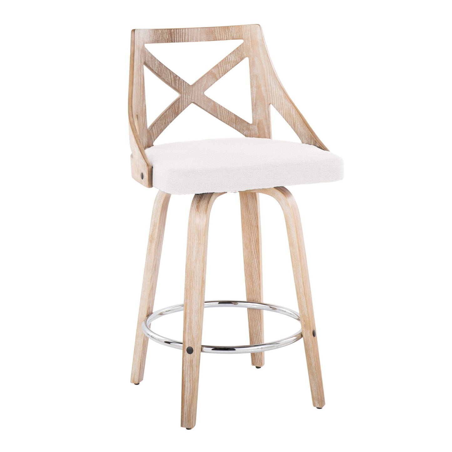 Counter Stool With Swivel And Round Footrest (Set of 2)