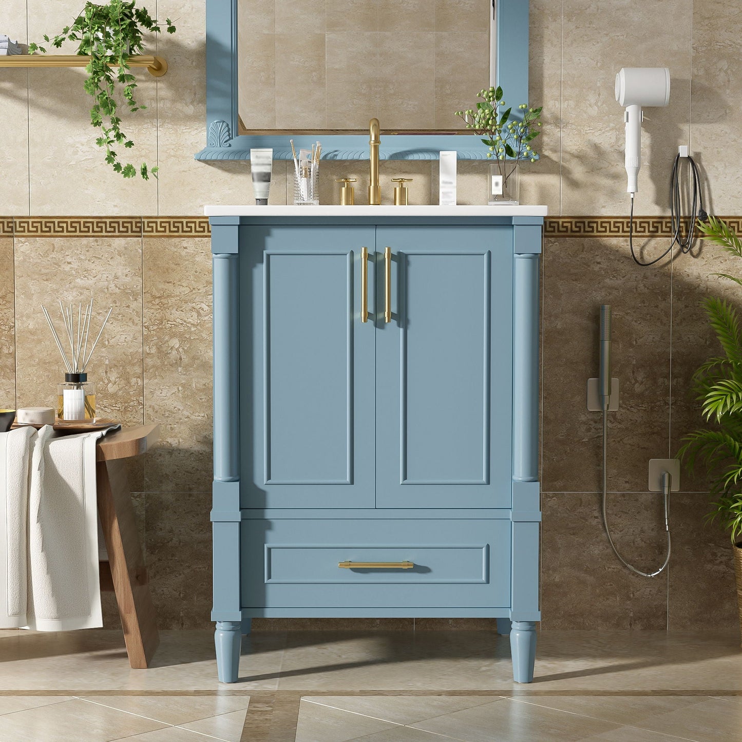 Vanity With Ornate French Cylinder Legs