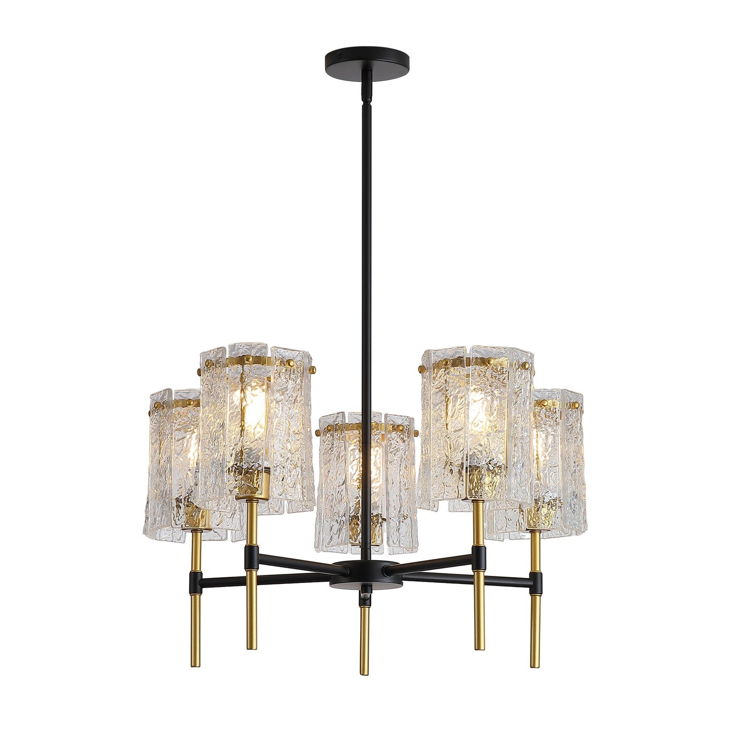 5 Light Chandelier, Textured Glass Pendant Light,