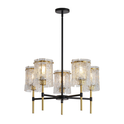 5 Light Chandelier, Textured Glass Pendant Light,