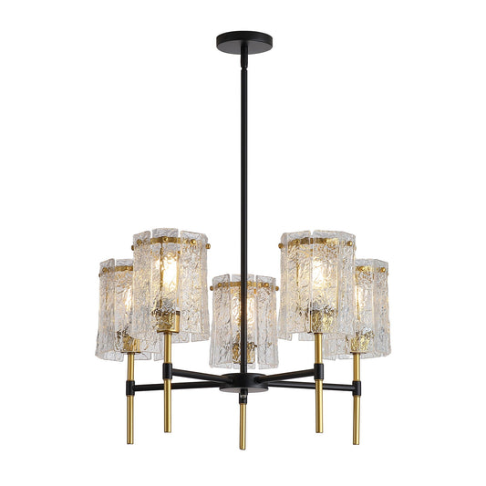5 Light Chandelier, Textured Glass Pendant Light,