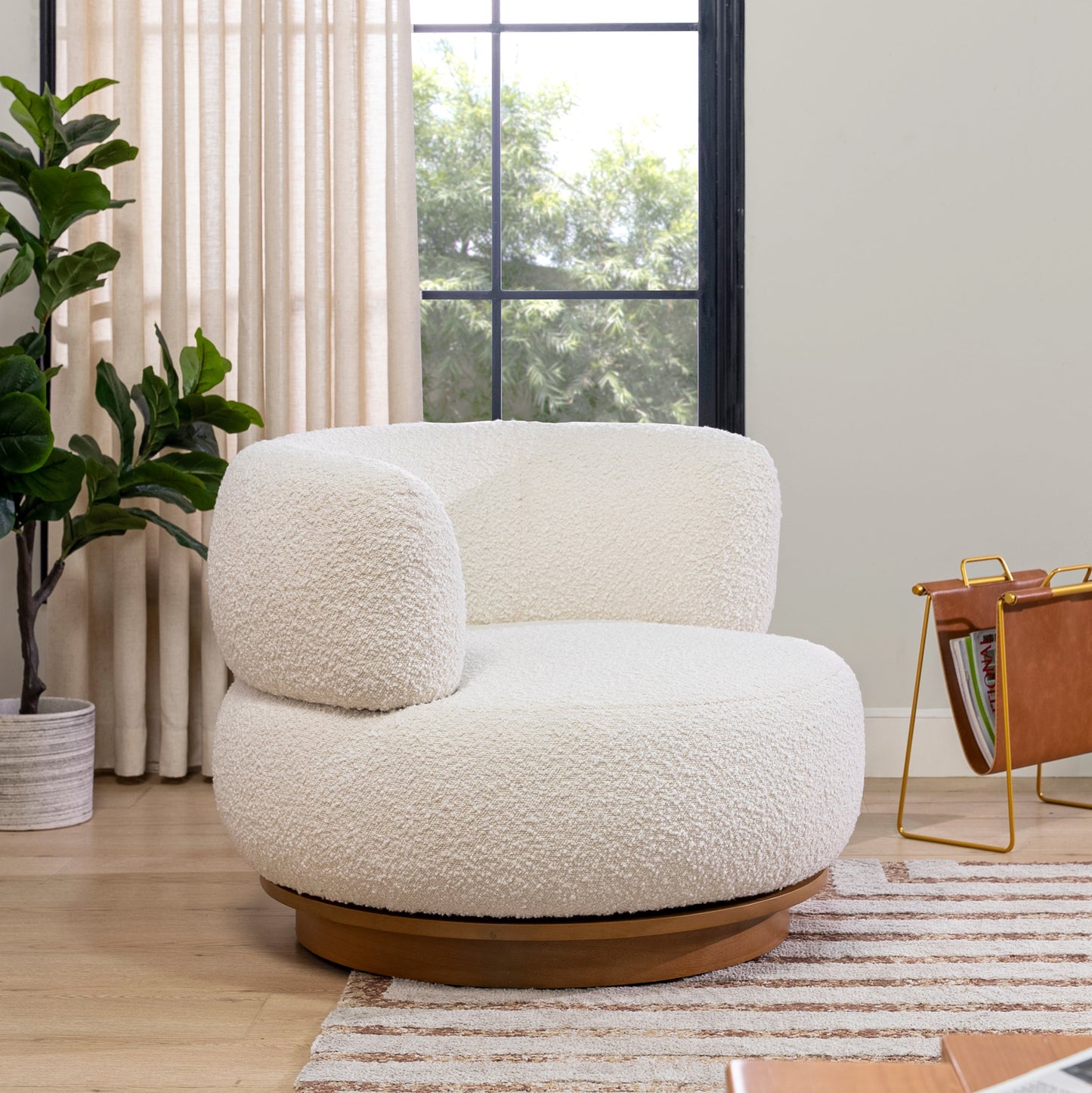 Fuji 360 Swivel Low Barrel Back Accent Chair