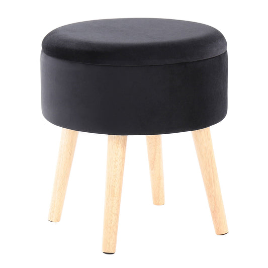 Ottoman With Matching Stool - Black / Natural