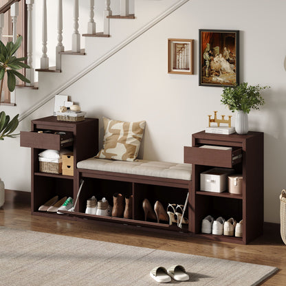 Entryway Storage Bench With Cushion
