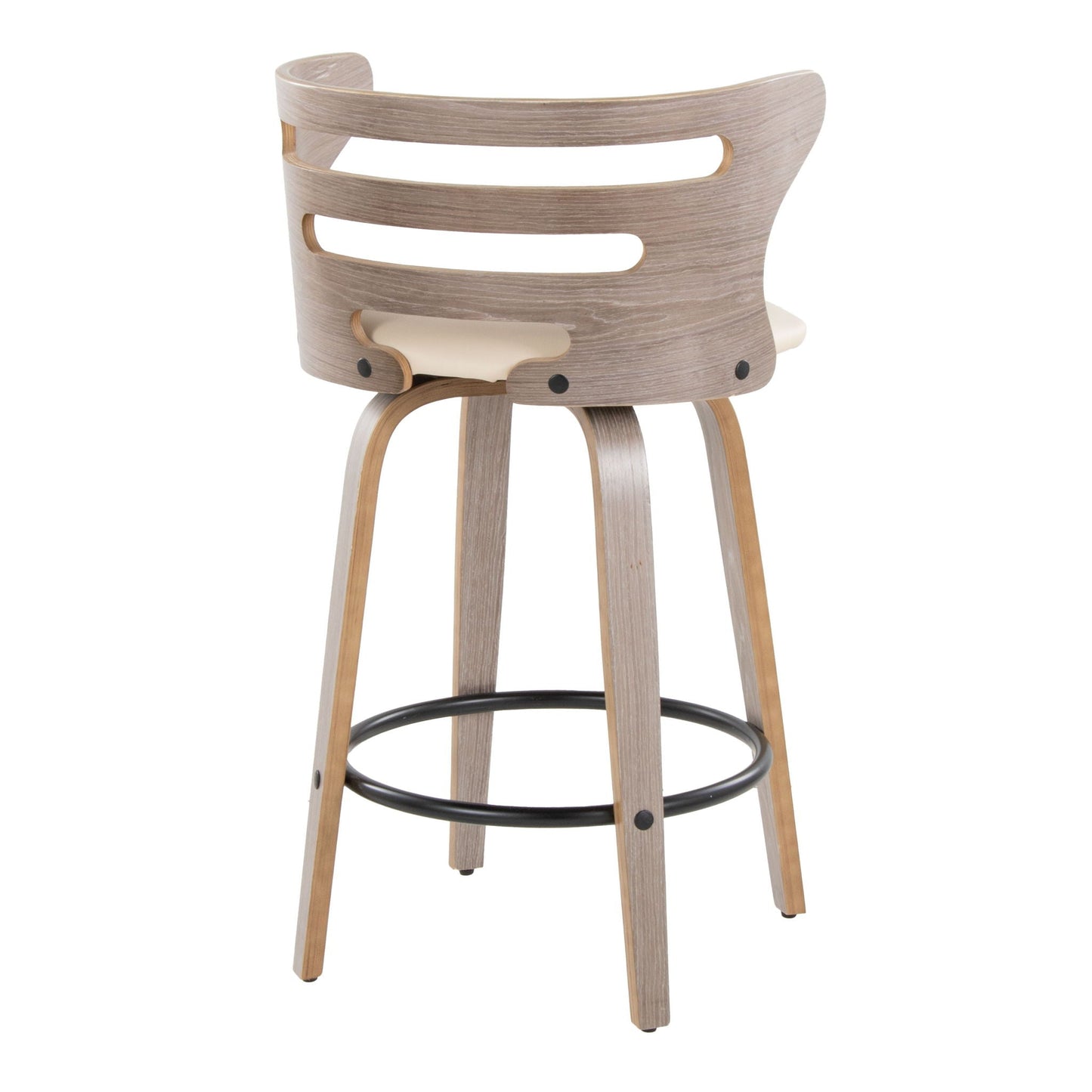 Barstool With Swivel And Round Footrest (Set of 2)