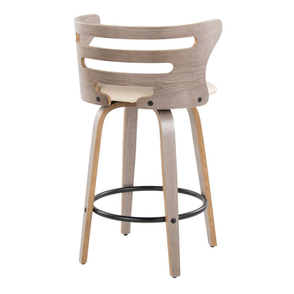 Barstool With Swivel And Round Footrest (Set of 2)