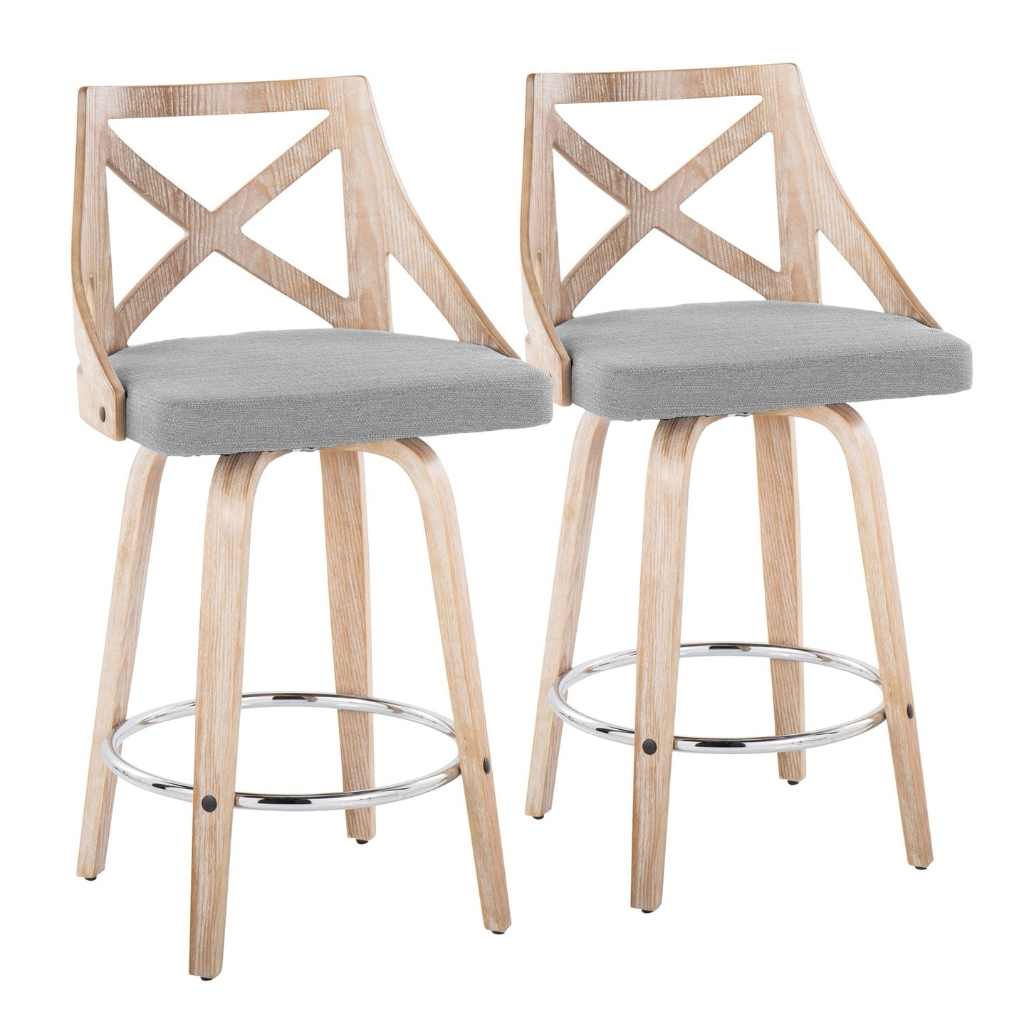 Counter Stool With Swivel And Round Footrest (Set of 2)