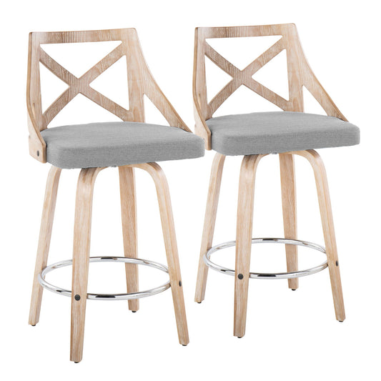 Counter Stool With Swivel And Round Footrest (Set of 2)