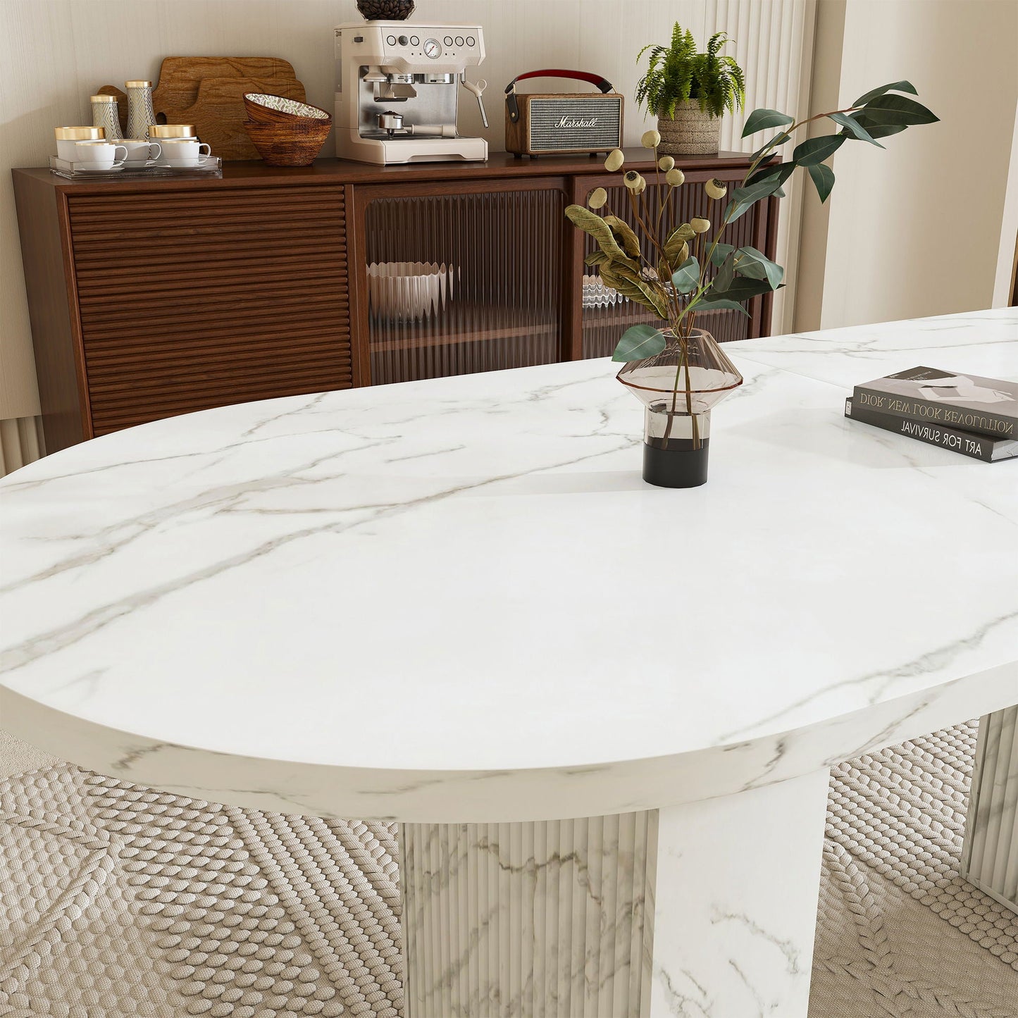 Dining Table With Wood Strip Base