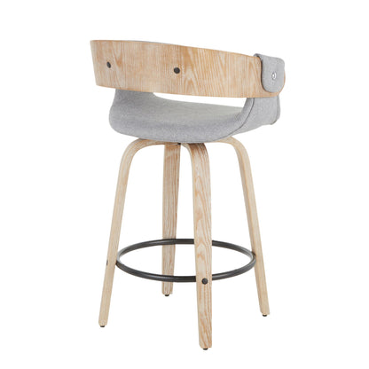 Counter Stool (Set of 2) - White Washed / Gray