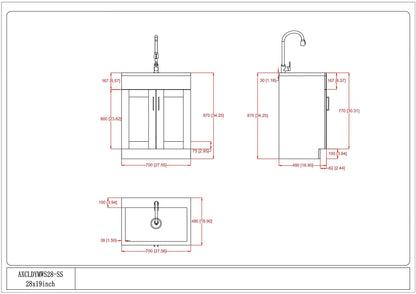 Laundry Cabinet With Faucet And Stainless Steel Sink