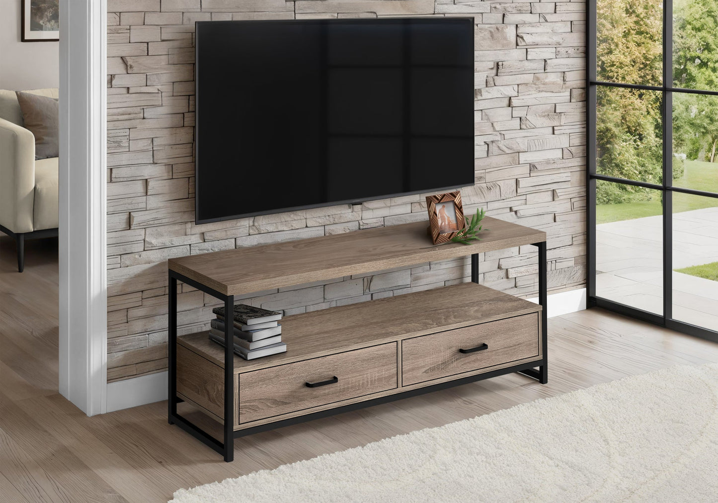 48 Inch TV Stand Console with Storage Drawers