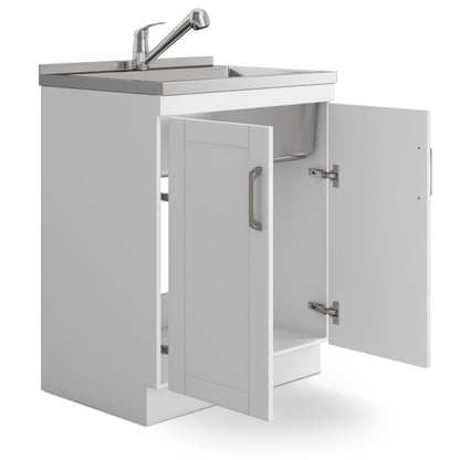 Laundry Cabinet & Faucet And Stainless Steel Sink