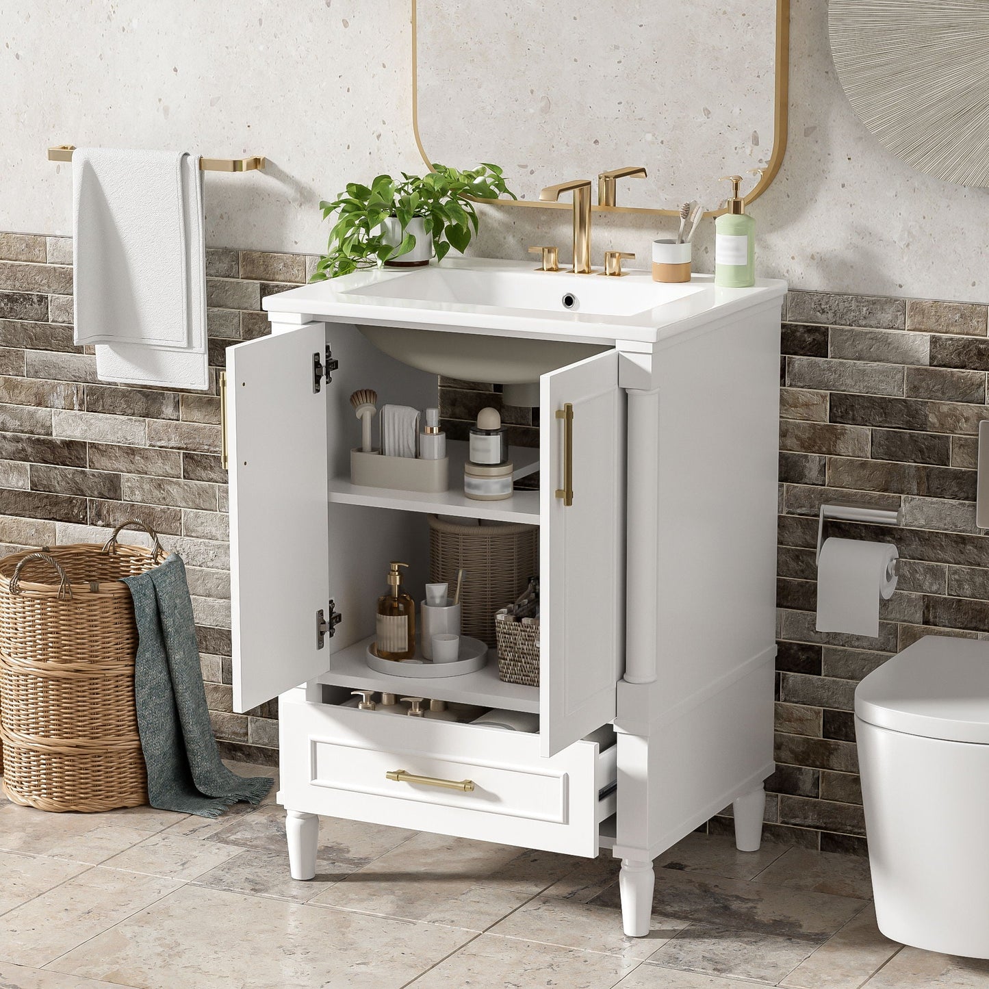 Vanity With Ornate French Cylinder Legs